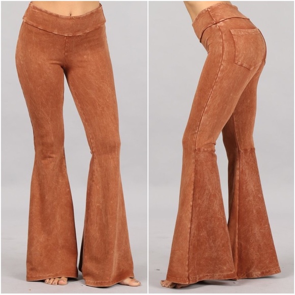 014 Boho Rust Wide Leg Palazzo Lounge Pants - Picture 2 of 4